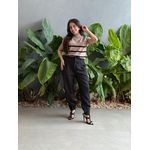 Blusa Marina Em Tricot Listrado BEGE COM PRETO