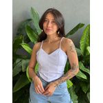 Cropped Renata Alças Finas em Bengaline BRANCO