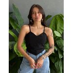 Cropped Renata Alças Finas em Bengaline PRETO
