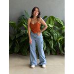 Cropped Renata Alças Finas em Bengaline TERRACOTA