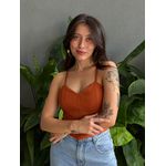 Cropped Renata Alças Finas em Bengaline TERRACOTA