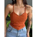 Cropped Renata Alças Finas em Bengaline TERRACOTA