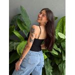 Cropped Renata Alças Finas em Bengaline PRETO