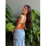 Cropped Renata Alças Finas em Bengaline TERRACOTA