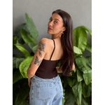 Cropped Renata Alças Finas em Bengaline MARROM