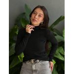 Blusa Segunda Pele Gola Alta em Tricot PRETO