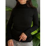 Blusa Segunda Pele Gola Alta em Tricot PRETO