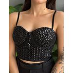 Top Bordado em Pedrarias PRETO