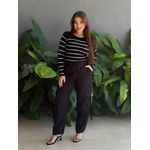 Tricot Listras Cassia PRETO COM BRANCO