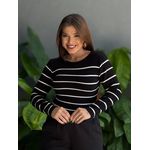 Tricot Listras Cassia PRETO COM BRANCO