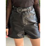 Shorts Carline Couro Fake com Cinto PRETO