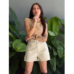 Shorts Carline Couro Fake com Cinto OFF WHITE