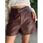 Shorts Carline Couro Fake com Cinto VERMELHO ESCURO