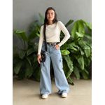 Segunda pele Manga Longa em Malha Ribana Gola Redonda OFF WHITE