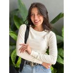 Segunda pele Manga Longa em Malha Ribana Gola Redonda OFF WHITE