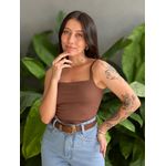 Body Poliamida Alças Finas MARROM