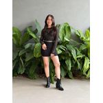Body Lurex em Tule Manga Longa PRETO