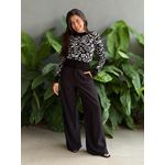 Tricot Manga Longa Animal Print PRETO E BRANCO