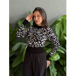 Tricot Manga Longa Animal Print PRETO E BRANCO