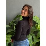 Blusa Segunda Pele Manga Longa em Viscolycra Gola Alta PRETO