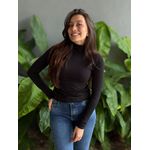 Blusa Segunda Pele Manga Longa em Viscolycra Gola Alta PRETO