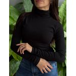 Blusa Segunda Pele Manga Longa em Viscolycra Gola Alta PRETO