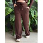 Calça Pantalona em Moletinho com elástico no cós MARROM