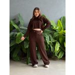 Calça Pantalona em Moletinho com elástico no cós MARROM