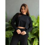 Blusa Milena Manga Longa em Moletinho PRETO