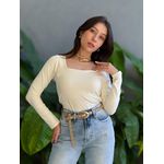 Body Serena Manga Longa Decote Quadrado CREME