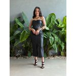 Saia Midi Jane em Couro Fake PRETO
