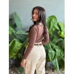 Body Serena Manga Longa Decote Quadrado MARROM