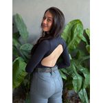 Body Kiara Manga Longa Costas Nua PRETO