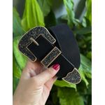 Cinto Lux em Courino Fivela em Pedrarias PRETO