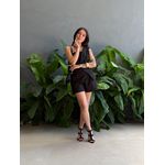 Conjunto Anabela Shorts e Blusa em Alfaiataria PRETO