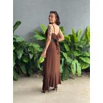 Vestido Midi Valeria Viscolinho MARROM