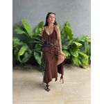 Vestido Midi Valeria Viscolinho MARROM