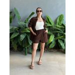 Conjunto Marta Camisa e Shorts em Linho MARROM
