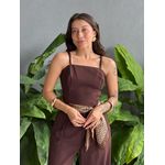 Cropped Liocel Lira Alças Finas MARROM