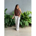 Blusa Nula Manga em Alfaiataria MARROM
