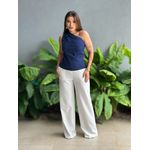 Blusa Nula Manga em Alfaiataria AZUL MARINHO