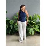 Blusa Nula Manga em Alfaiataria AZUL MARINHO