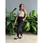Blusa Nula Manga em Alfaiataria BEGE CLARO