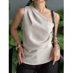 Blusa Nula Manga em Alfaiataria BEGE CLARO