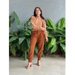 Calça Alfaiataria Agata com Elástico no Cós MARROM