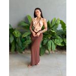 Saia Midi em Malha Ribana MARROM