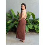 Saia Midi em Malha Ribana MARROM