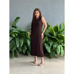 Vestido Longo Cavado Malha Premium MARROM ESCURO