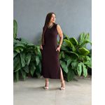 Vestido Longo Cavado Malha Premium MARROM ESCURO