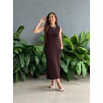 Vestido Longo Cavado Malha Premium MARROM ESCURO
